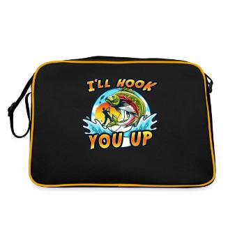 Je vais vous brancher. Pêche, Pêche - Sac Retro - noir/or - Dos