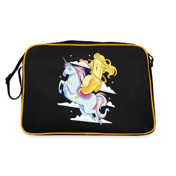 Banane héroïque aux cheveux longs chevauchant une licorne - Sac Retro - noir/or - Dos