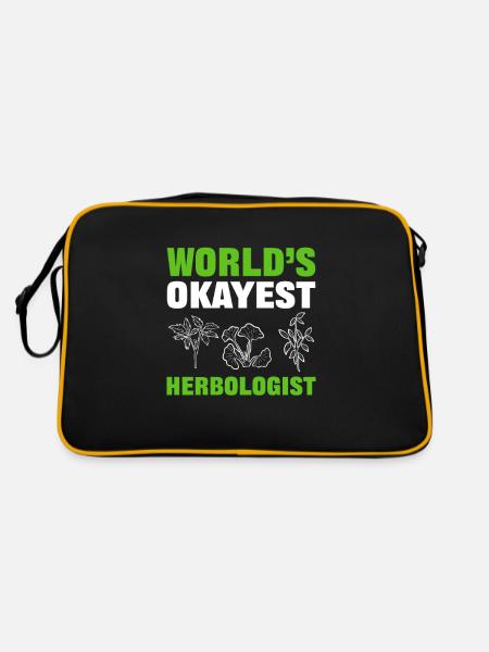 Worlds Okayest Herbologist Herbology Plants - Retro Tasche - Schwarz/Gold - Hinten