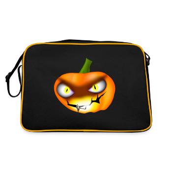 Halloween pumpkin with fiery eyes - Retro Bag - black/gold - Back