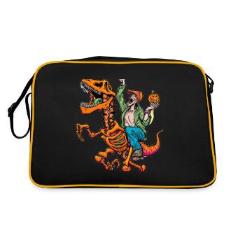 Halloween Dino Ghoul Riding Dinosaurs - Retro Bag - black/gold - Back