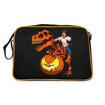 Halloween Dino Ghoul Riding Dinosaurs - Retro Bag - black/gold - Back