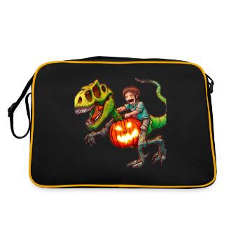 Halloween Dino Ghoul Riding Dinosaurs - Retro Bag - black/gold - Back