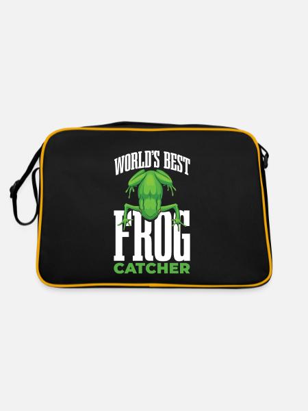 Der Weltbeste Froschfänger - Retro Tasche - Schwarz/Gold - Hinten