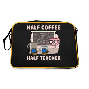 Half Coffee Half Teacher Coffee Gift - Retro Bag - black/gold - Back