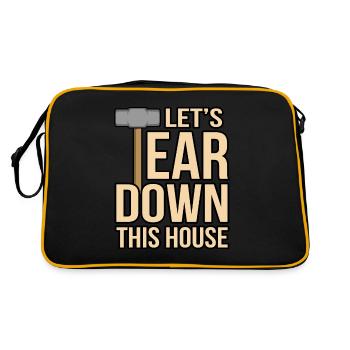 Haus Zerstörung Renovierung Geschenk - Retro Tasche - Schwarz/Gold - Hinten