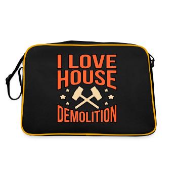 Haus Zerstörung Renovierung Geschenk - Retro Tasche - Schwarz/Gold - Hinten