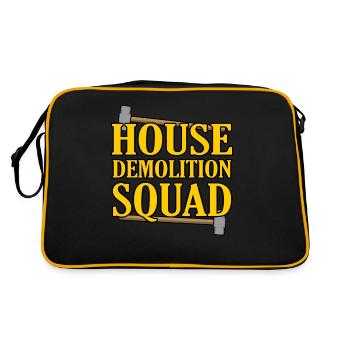 Haus Zerstörung Renovierung Geschenk - Retro Tasche - Schwarz/Gold - Hinten