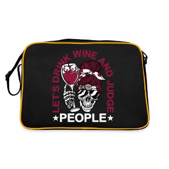 Let's Drink Wine And Judge People 4 - Retro Tasche - Schwarz/Gold - Hinten