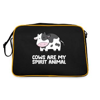 Rinder Kuh Kühe sind mein Seelentier - Retro Tasche - Schwarz/Gold - Hinten
