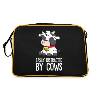 Leicht ablenkbar durch Kühe - Retro Tasche - Schwarz/Gold - Hinten