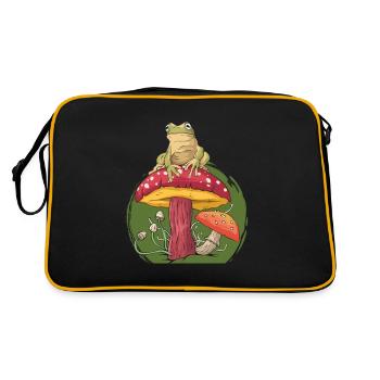 Mushroom hunting frog design for frog lovers - Retro Bag - black/gold - Back