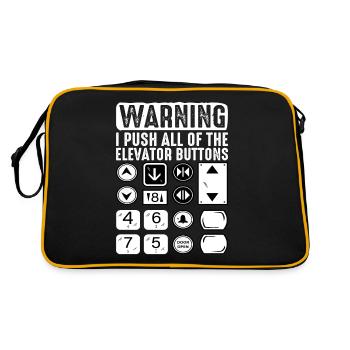 Warning I Push All Of The Elevator Buttons 8 - Retro Bag - black/gold - Back