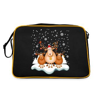 Reindeer Funny Winter Merry Christmas - Retro Bag - black/gold - Back