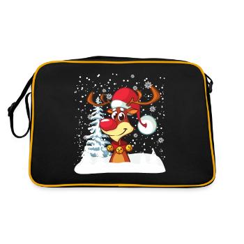Reindeer Funny Winter Merry Christmas - Retro Bag - black/gold - Back