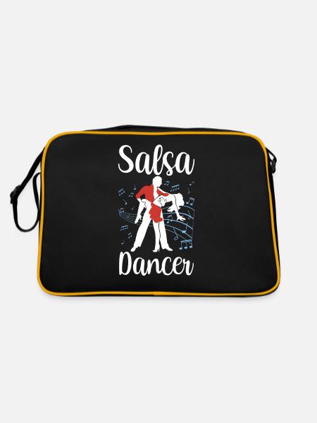 Salsa Tänzer Tanz Tanzen Hobby - Retro Tasche - Schwarz/Gold - Hinten