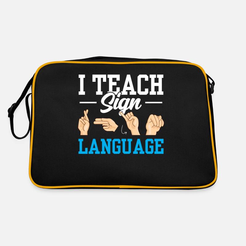 Ich Unterrichte Gebärdensprache Gebärden Awareness Retro Tasche
