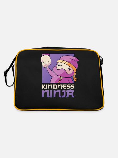 Kindness Ninja Freundlichkeit Geschenk - Retro Tasche - Schwarz/Gold - Hinten