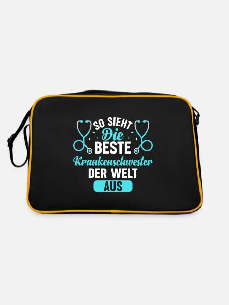 So Sieht Die Beste Krankenschwester Der Welt Aus - Retro Tasche - Schwarz/Gold - Hinten