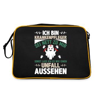 Krankenpfleger Sei Nett Zu Mir Unfall Aussehen - Retro Tasche - Schwarz/Gold - Hinten