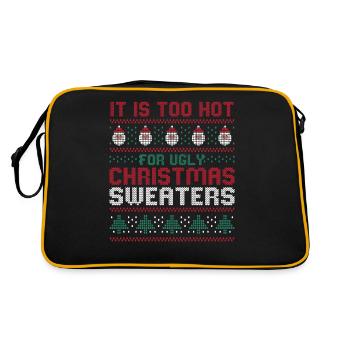 Too Hot For Ugly Christmas Sweaters Funny Xmas - Retro Bag - black/gold - Back