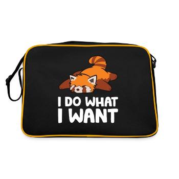 Red Panda Sleeping Tired I Do What I Want Lazy - Retro Bag - black/gold - Back