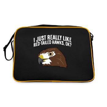 Ich mag Rotschwanzbussarde einfach sehr - Retro Tasche - Schwarz/Gold - Hinten