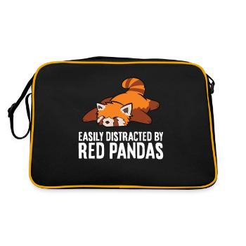 Cute Sleeping Red Panda Zoo Easily Distracted By - Retro Bag - black/gold - Back