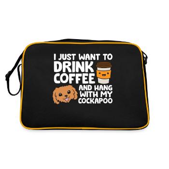 Ich will nur Kaffee trinken und mit meinem Kakadu - Retro Tasche - Schwarz/Gold - Hinten
