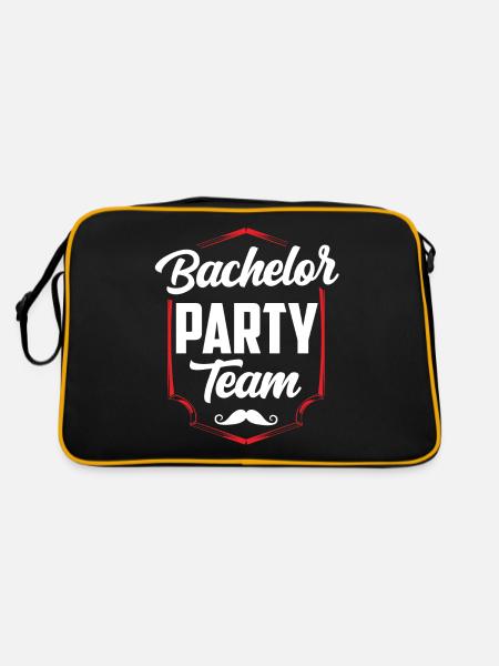 Junggesellenabschied Team Braut Junggeselle - Retro Tasche - Schwarz/Gold - Hinten
