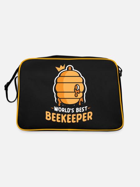 Der Beste Imker Der Welt Biene Imkerei Imkern - Retro Tasche - Schwarz/Gold - Hinten