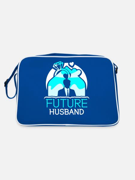 Future Husband Party Groom Wedding - Retro Bag - blue/white - Back