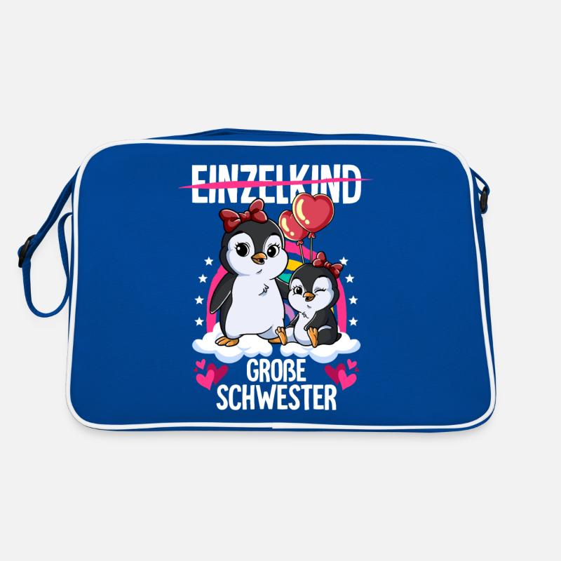 Ich werde Große Schwester Piguine Retro Tasche