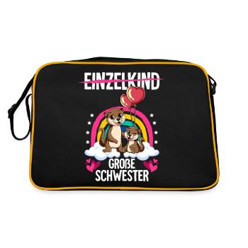 Ich werde Große Schwester Otter - Retro Tasche - Schwarz/Gold - Hinten