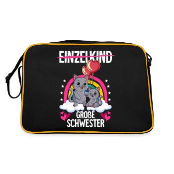 Ich werde Große Schwester Katzen - Retro Tasche - Schwarz/Gold - Hinten