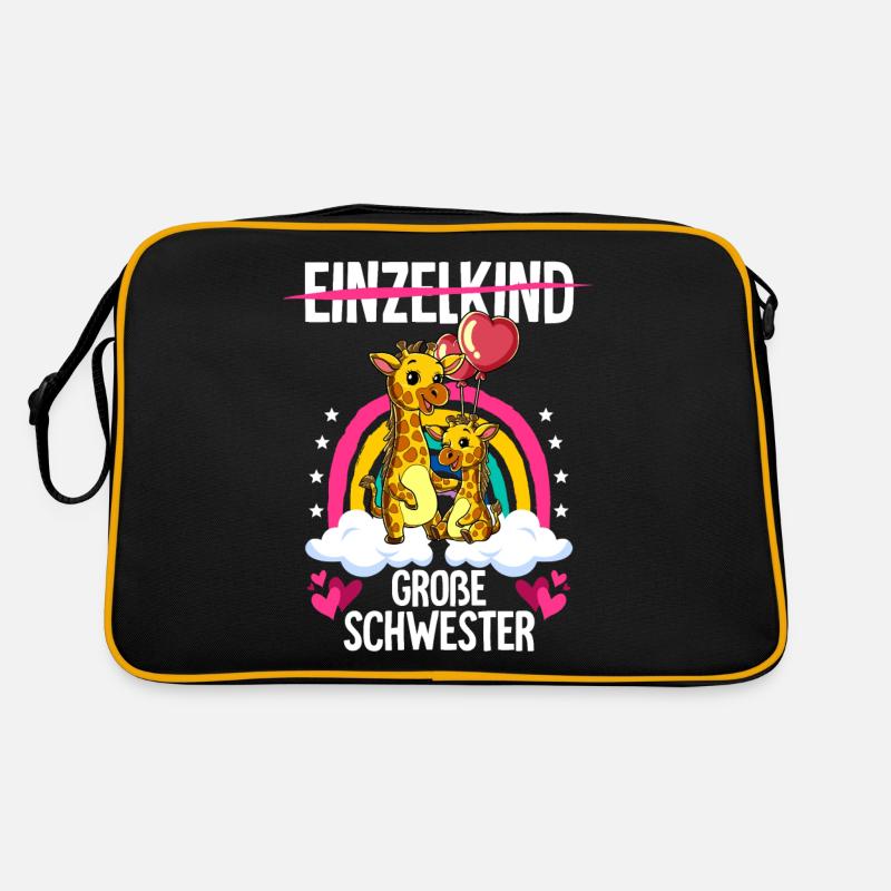 Ich werde Große Schwester Giraffen Retro Tasche