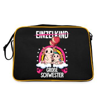 Ich werde Große Schwester Axolotl - Retro Tasche - Schwarz/Gold - Hinten