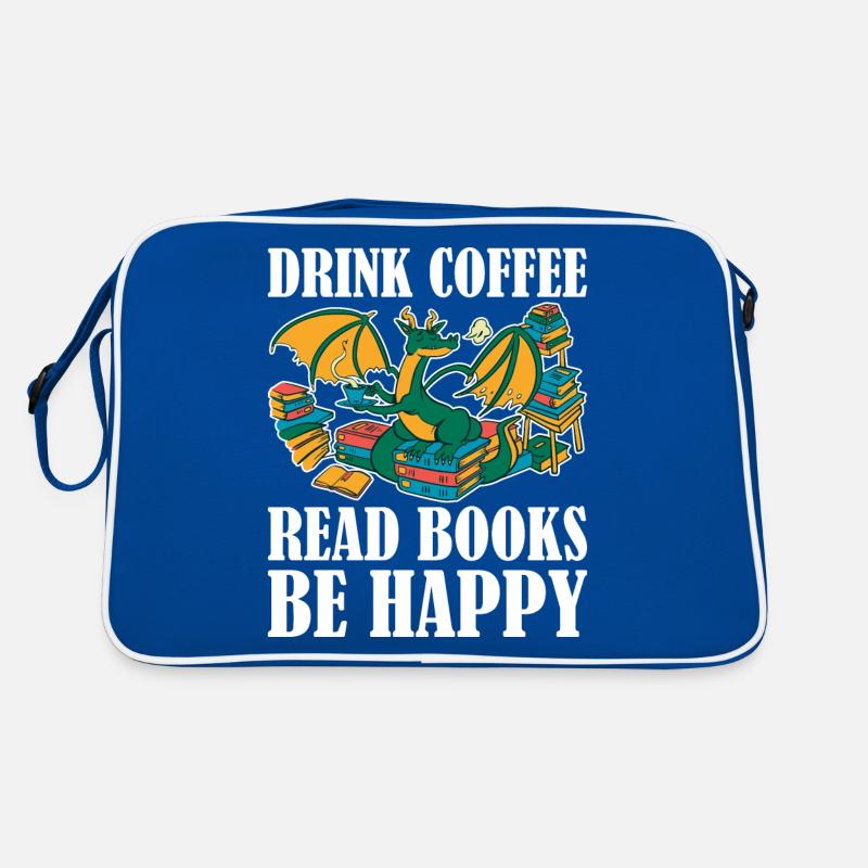 Drink Coffee Read Books Be Happy Kaffee Geschenk Retro Tasche