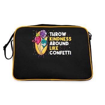 Throw Kindness Freundlichkeit Geschenk - Retro Tasche - Schwarz/Gold - Hinten