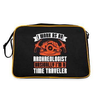 Archaeology I Work As Fossil Digging Archaeologist - Retro Bag - black/gold - Back