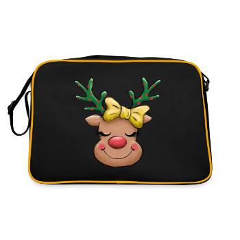 Reindeer Funny Winter Merry Christmas - Retro Bag - black/gold - Back