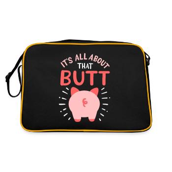 Schwein Bauer Schwein Zeigt Diesen Hintern - Retro Tasche - Schwarz/Gold - Hinten