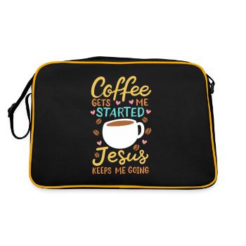 Jesus / Kaffee: Bibel Verse - Retro Tasche - Schwarz/Gold - Hinten