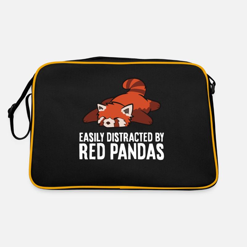 Facilement distrait par les pandas roux - Sac Retro - noir/or