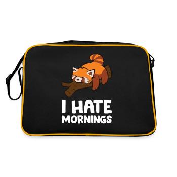 Tired Red Panda I Hate Mornings Funny Red Panda - Retro Bag - black/gold - Back