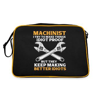 Machinist Saying Idiot - Retro Bag - black/gold - Back