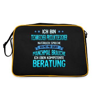 Technischer Produktdesigner - Retro Tasche - Schwarz/Gold - Hinten