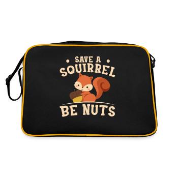 Be Nuts Funny Squirrel Appreciation For A - Retro Bag - black/gold - Back