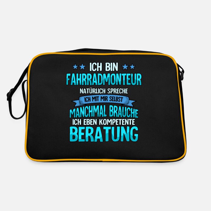 Fahrradmonteur - Retro Tasche - Schwarz/Gold