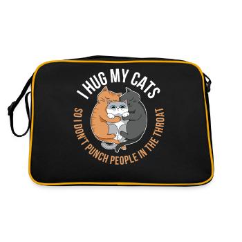 I Hug My Cats Cat Gift - Retro Bag - black/gold - Back